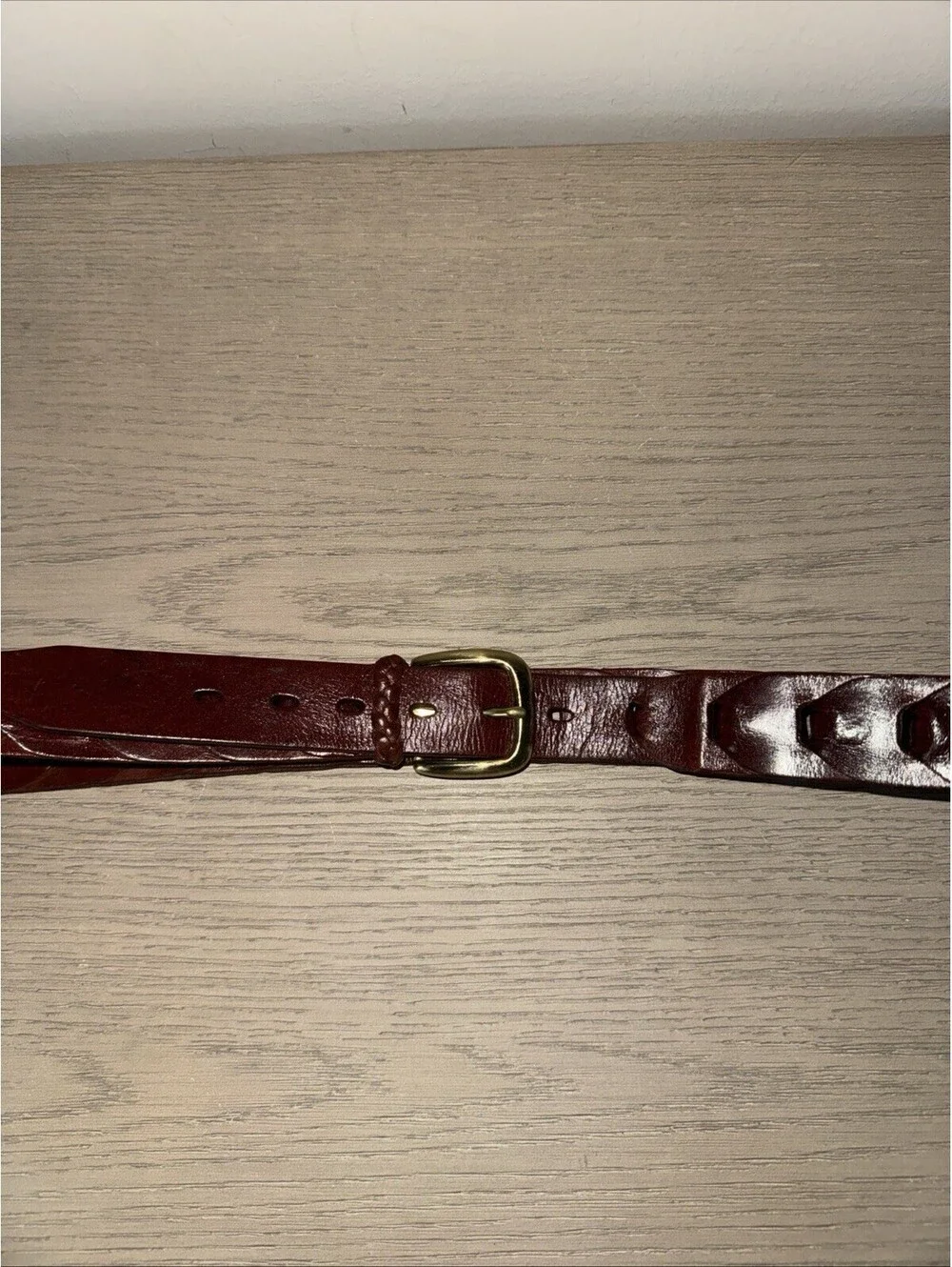 Men’s Maranoa Linked Kangaroo Red Brown Brass Buckle Leather Belt Size 46
